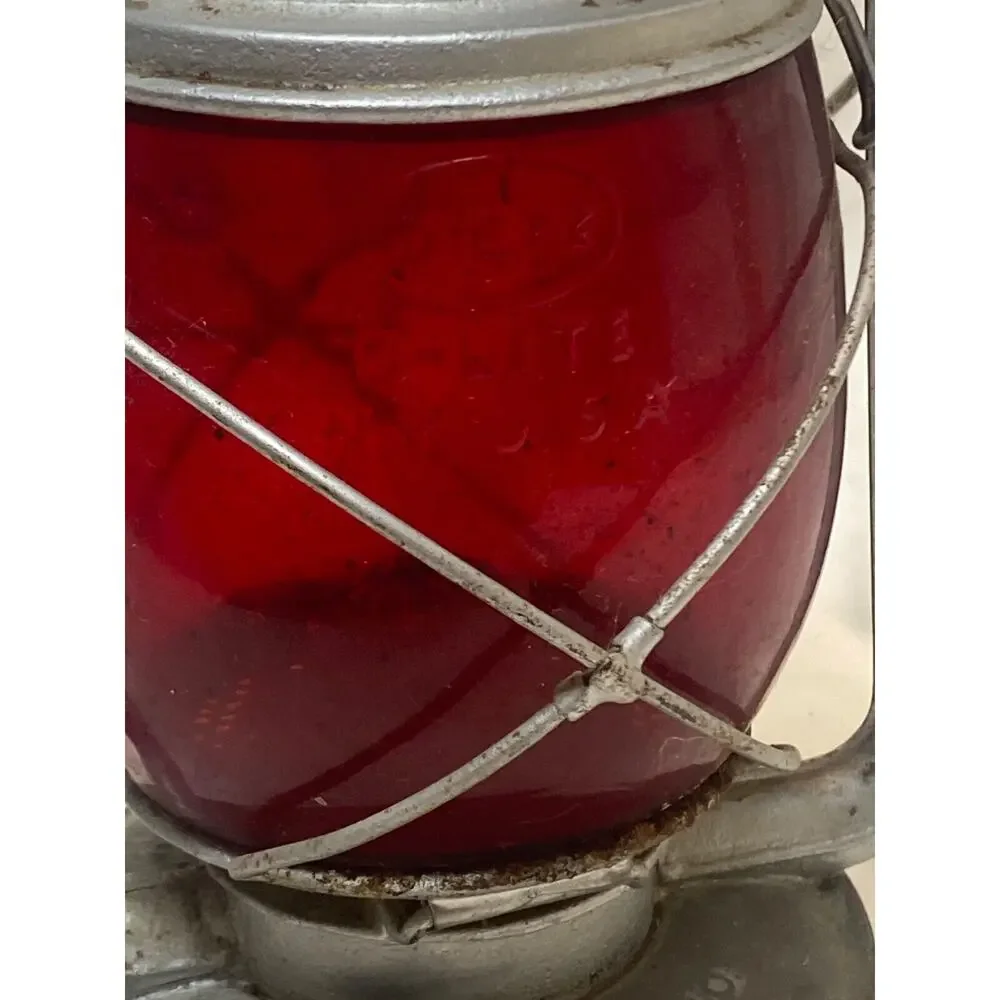 C.T. Ham Tubular Lantern Brass 1800s Red Globe